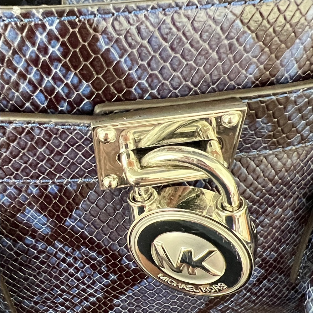 Michael Kors Hamilton Blue Python Snake Soft Leat… - image 9